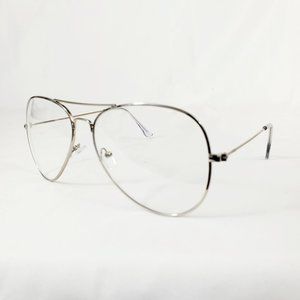 Retro Silver Metal Aviator Frame Blue Blocking Fashion Glasses EF966